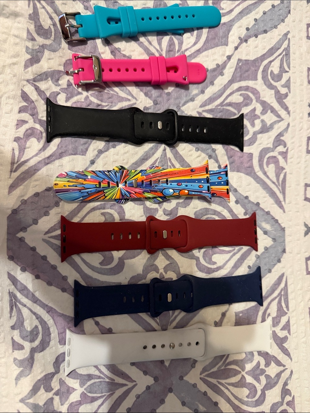Apple Silicone Watch Band - White, Black, Pink, Teal, Burgandy, Navy, Multicolor